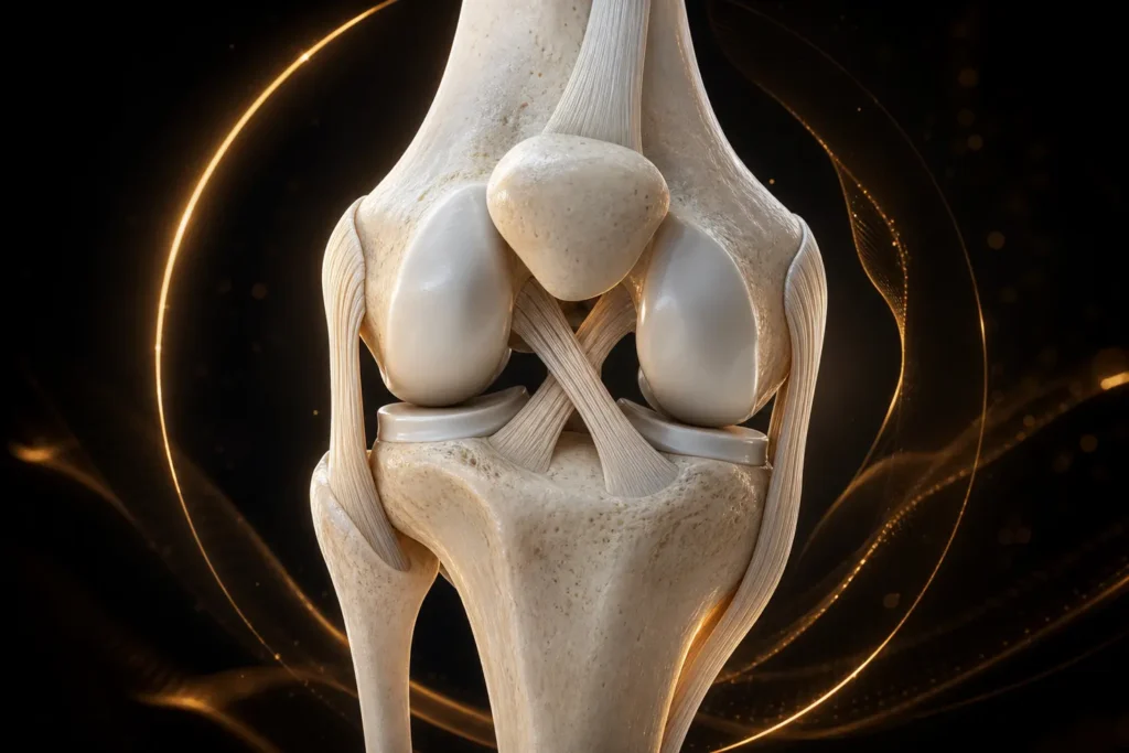 Representación anatómica en 3D de los ligamentos de la rodilla y estructuras articulares