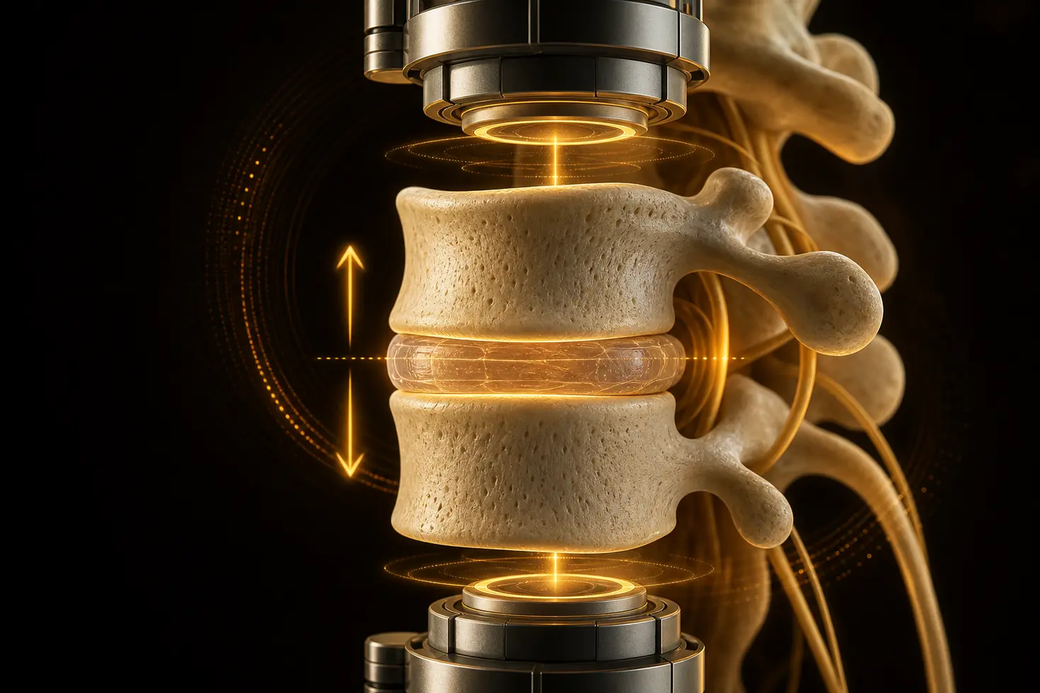 Efecto de descompresión y tracción robótica en el espacio intervertebral lumbar